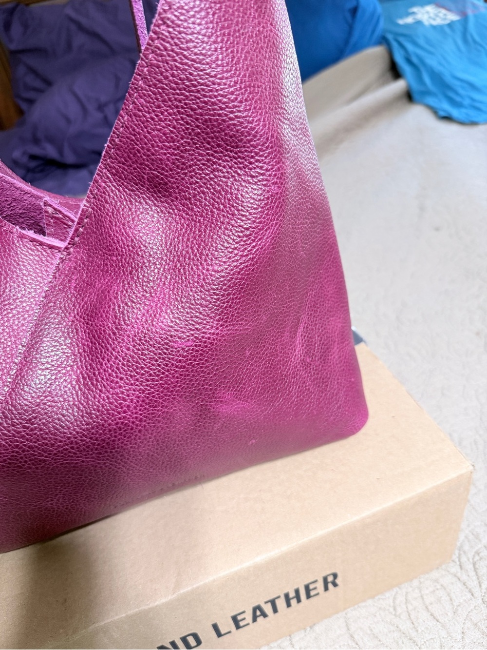 Portland Leather Naomi shoulder bag in Orchid with hide stamp Like new - Picture 12 of 16